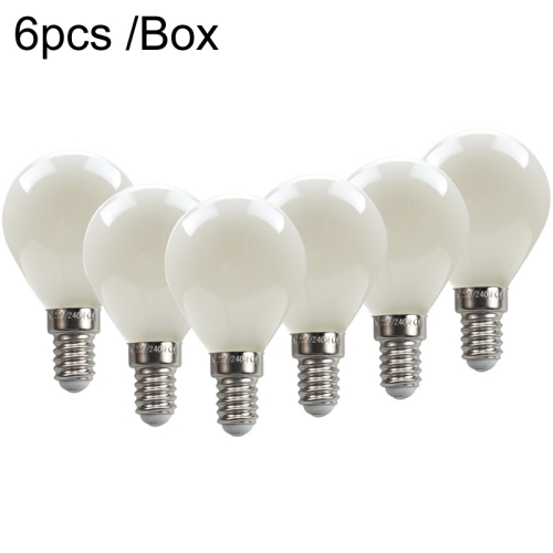 

6pcs /Box G45 Bulb LED Lamp Fixture Illuminator Vintage Filament Lights, Style: Milk White Small Screw(220V 4W)