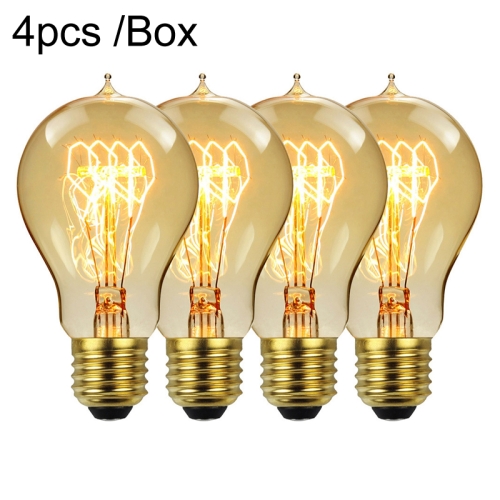 

4pcs /Box A60 LED Antique Lamp Vintage Decorative Illumination Light Bulb, Power: 220V 40W(Tip Gold)