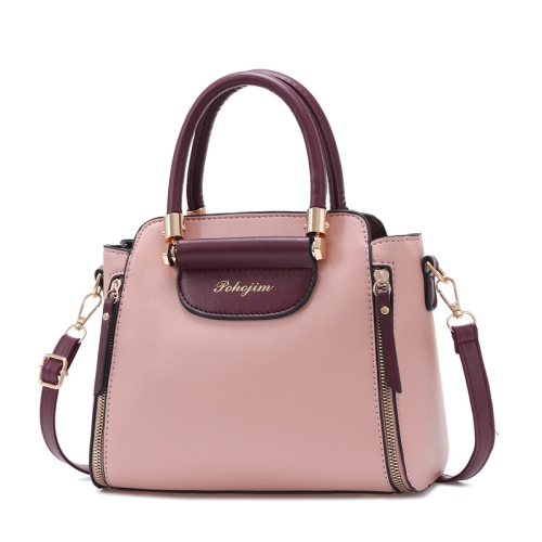 

Women Colorblocking Handbag Large Capacity Shoulder Crossbody Bag(Pink)