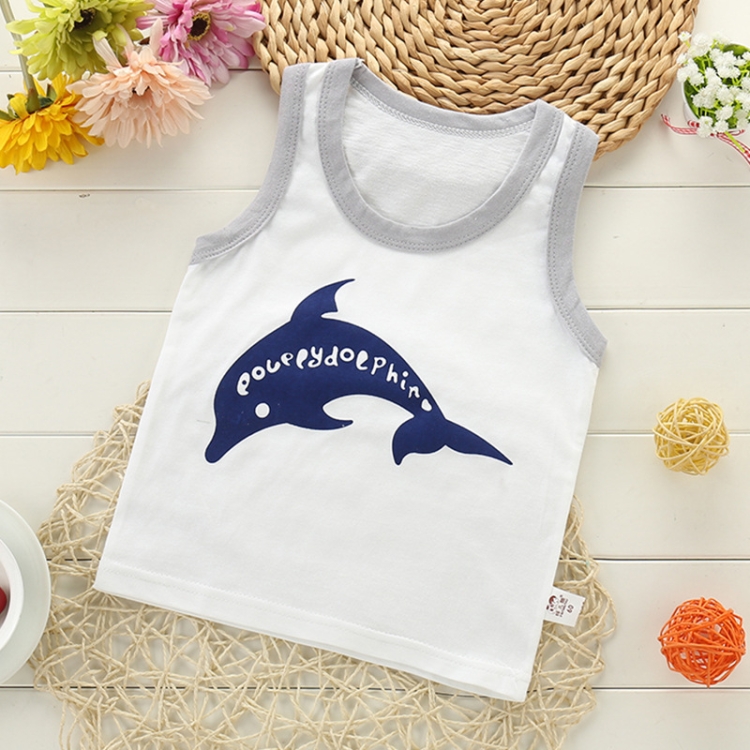 

Children Cotton Sleeveless Vest Crew Neck Summer Sports Style Tank Tops, Size: 80cm(Gray Dolphin)