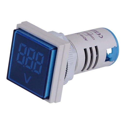 SINOTIMER ST17V AC Voltage Signal Indicator 22mm Square LED Digital Display Voltage Head AC 60-500V(03 Blue)