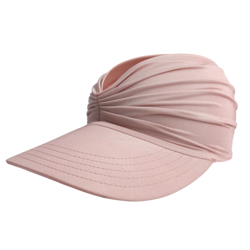 Women Visor Sun Protection Cap Elastic Hollow Large Brim Hat(Leather Pink)
