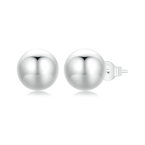 

S925 Sterling Silver Platinum Plated Spherical Women Earrings, Size: L