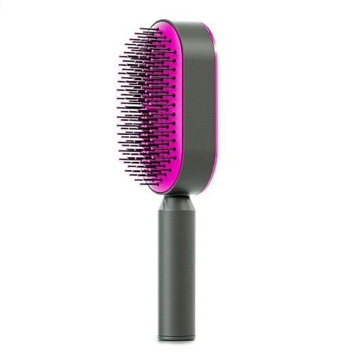 Self Cleaning Hair Brush Air Cushion Massage Comb For Women(Rose Red)