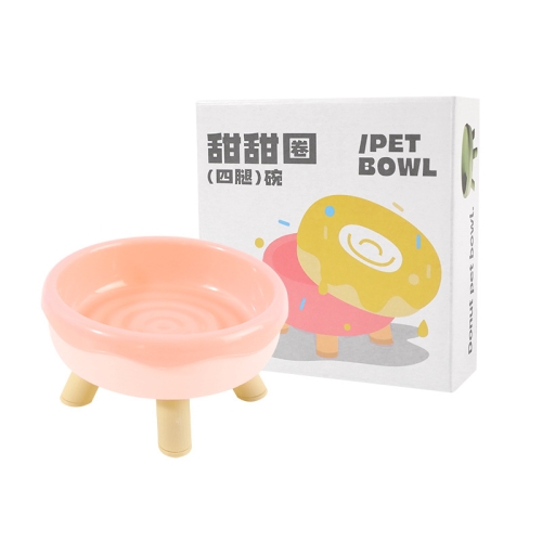 

Donut Dog Cat Food Bowl Pet Anti-Overturned Water Drinking Feeder To Protect Cervical Spine(Pink)