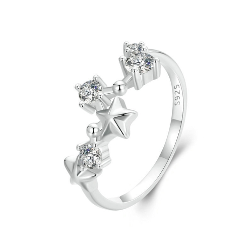S925 Sterling Silver Big Dipper Ring Star Female Ring, Size: No.6(SCR1005)