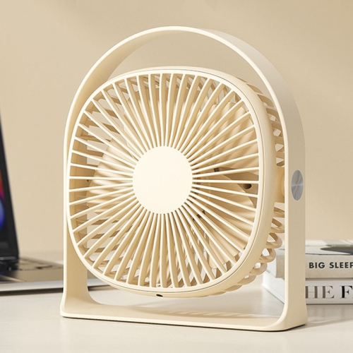 Lightweight USB Charging Nightlight Desktop Fan Summer Office Student Outdoor Multifunctional Small Fan(Beige)