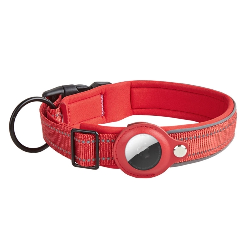 

For AirTag Tracker Dog Collar Neoprene Lining Reflective Pet Collar, Size: S(Red)