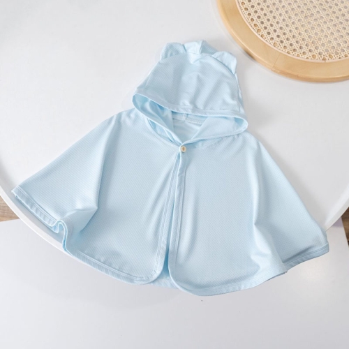 UPF50+ Baby Sunscreen Cloak Summer Thin Outer Wear Breathable Sunscreen Clothes Jacket, Size: S For 0-1 Years Old(Blue)