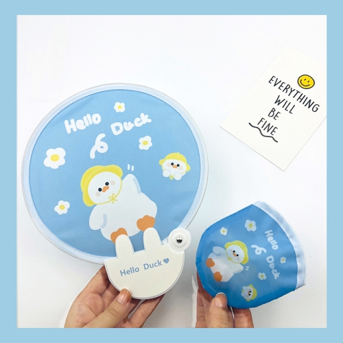 

Folding Fan With Handle Cartoon Mini Fabric Hand Fan(Hello Duck)