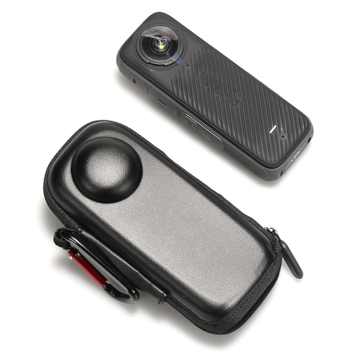 

For Insta360 X4 Mini Storage Case PU Bag Sport Camera Protector With Hook(Black)