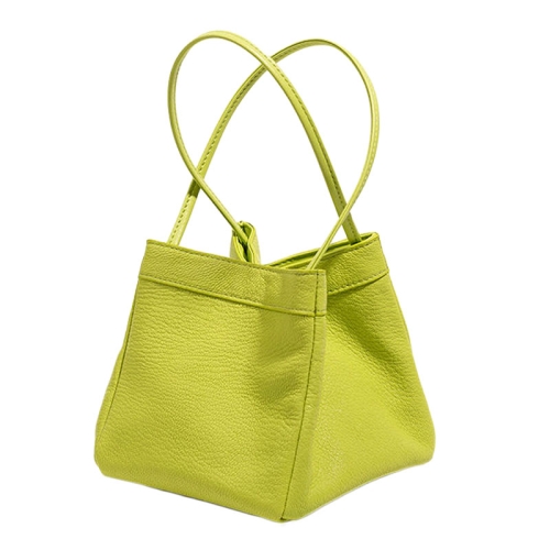 Women PU Leather Bucket Bag Summer Handbag Texture Tote(Green)