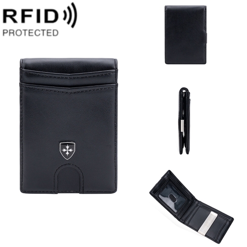 Baellerry RFID Anti-Theft Multi-Card Slot Contrasting Color Wallet Card Holder(Black)