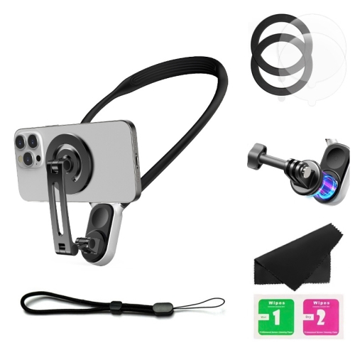 Magnetic Hanging Neck Holder For Mobile Phones/Action Cameras(Black)