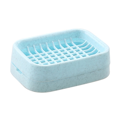 

Bathroom Drainage Dual Layer Soap Box Plastic Put Soap Holder(Blue)