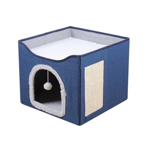 

Multifunctional Sisal Cats Scratching Board Foldable Pet Bed(Navy Blue)