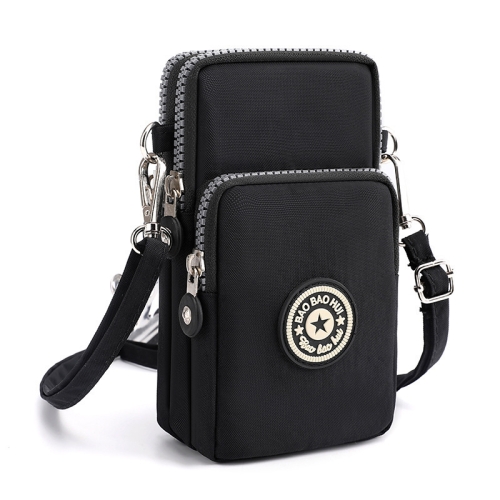 

Crossbody Mobile Phone Bag Vertical Coin Purse with Armband for Women(Black)