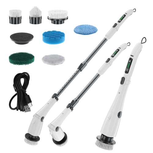 

Multifunctional Long and Short Dual Purpose Electric Cleaning Brush Kitchen Bathroom Window Floor Brush(White)