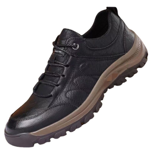Men Leather Casual Shoes Non-slip Outdoor Hiking Shoes, Size: 39(Black)
