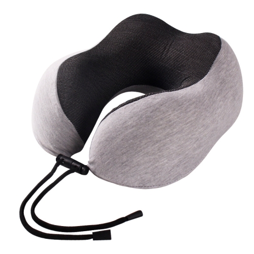 

Knitted Cotton U-Shaped Memory Foam Pillow Portable Travel Neck Care Pillow(Light Gray)