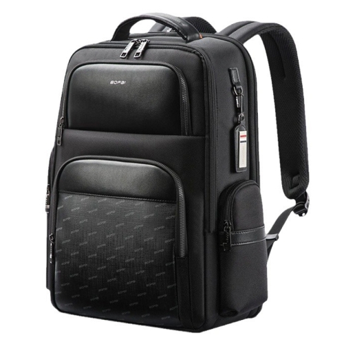 Bopai 61-91911 Large Capacity Business Waterproof Laptop Backpack With USB+Type-C Port(Black)