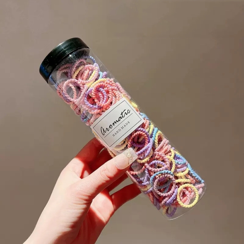 

300pcs /Can Baby Elastic Hair Accessories And Hair Ties Children Non-Injury Hair Band, Style: Colorful Thread