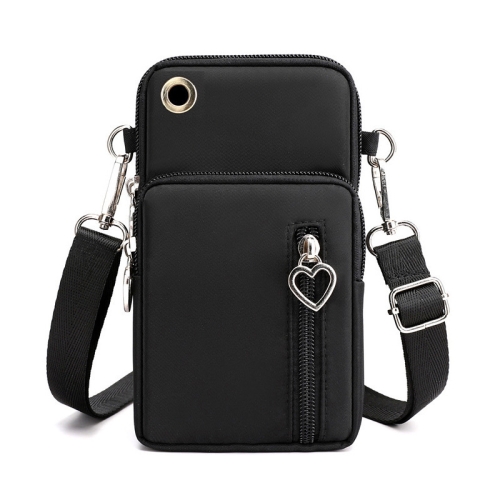 Crossbody Mobile Phone Bag Vertical Wallet Wrist Pouch With Arm Band for Women, Style: Black