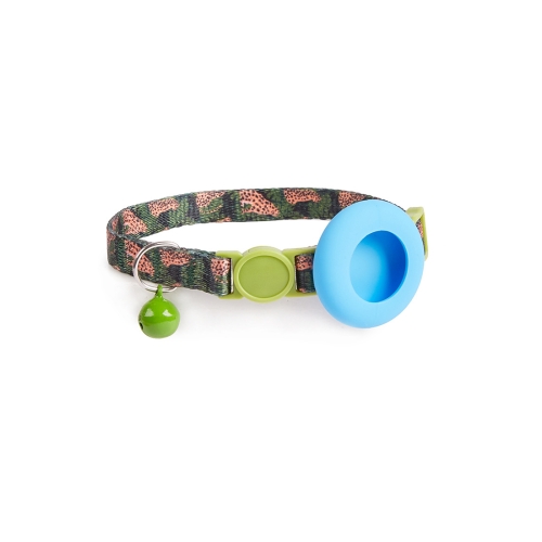 

For AirTag Pet Collar Holder Print Design Case with Bell and Safety Buckle, Style: Camouflage Forest