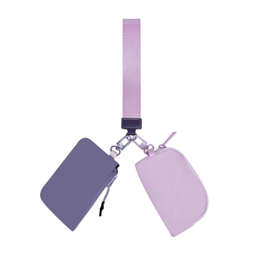 

2-in-1 Portable Wrist Bag Card Holder Mini Coin Storage Bag(Light Purple/Fog Purple)