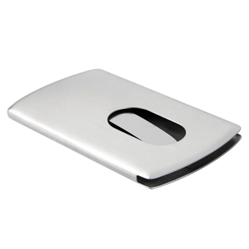 

Men Business Card Holder Portable Stainless Steel Credit Card Case, Model: Hand Push