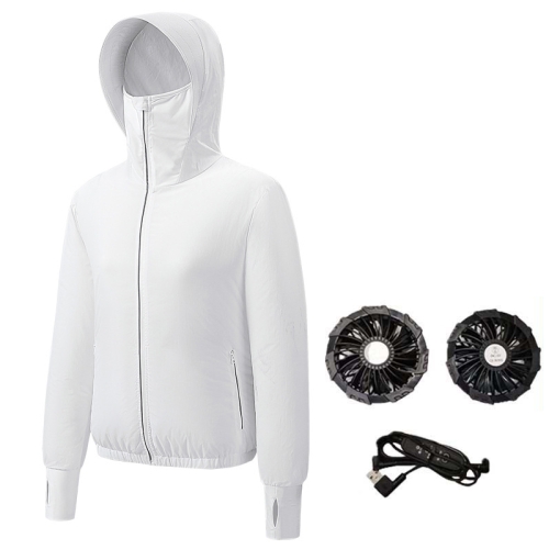 

Women Summer Cooling Air-conditioning Clothes Jacket Include 2 5V Portable Fans, Size: S(White)