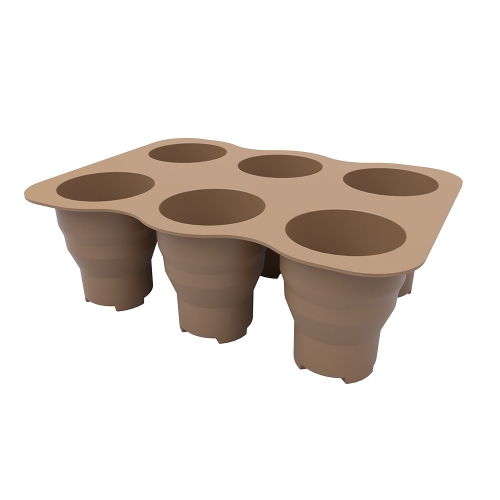 

6 Holes Nursery Box Small Vegetable Flower Plant Breathable Growing Tray Silicone Folding Nursery Pot(Brown)
