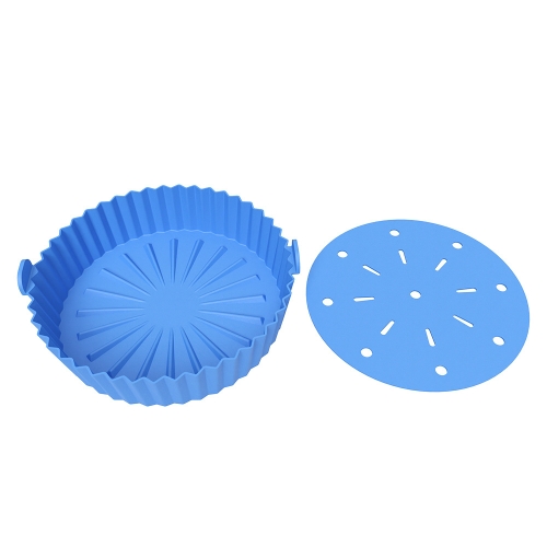 

Double-layer Large Size for 8.5-10 inch Air Fryer Silicone Insulated Liner Baking Pan Thickened Cake Molds(Blue)