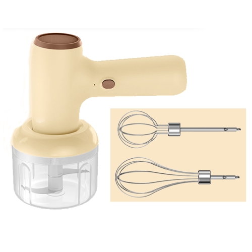 

2 in 1 Portable Wireless Garlic Chopper Egg Beater Mixer Cooking Machine(Khaki)