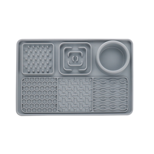 

Rectangular Silicone Suction Cup Pet Dog Slow Food Pad(Gray)