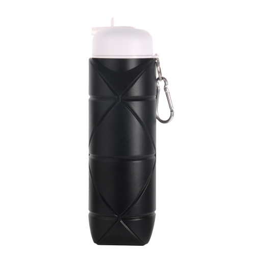 

600ml Food Class Silicone Folding Outdoor Water Cup Portable Cycling Water Bottle(Black)