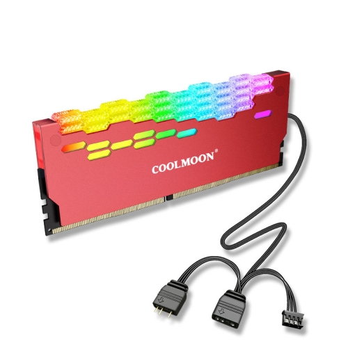 COOLMOON RA-2 Heatsink Cooler ARGB Colorful Flashing Memory Bank Cooling Radiator For PC Desktop Computer Accessories(Red)