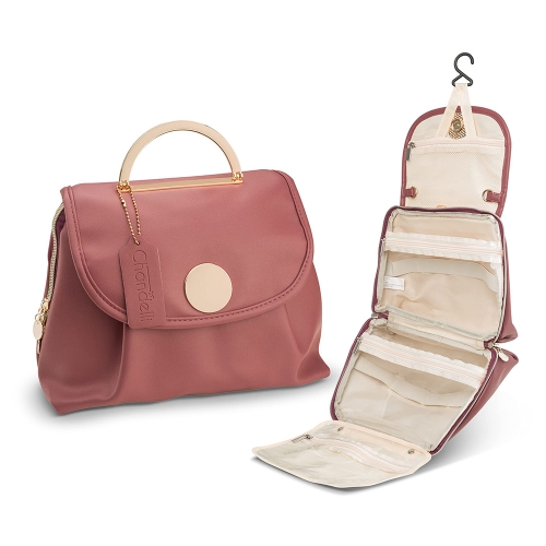 Leather Waterproof Toiletry Bag Cosmetic Bag with Hook Travel Toiletries Storage Bag(Red)