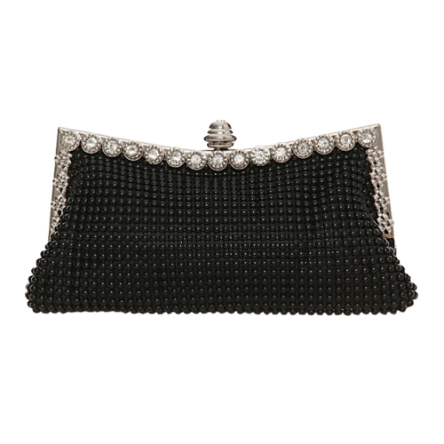 

Aluminum Beads Rhinestone Evening Bag Ladies Banquet Evening Clutch Bag(Black)