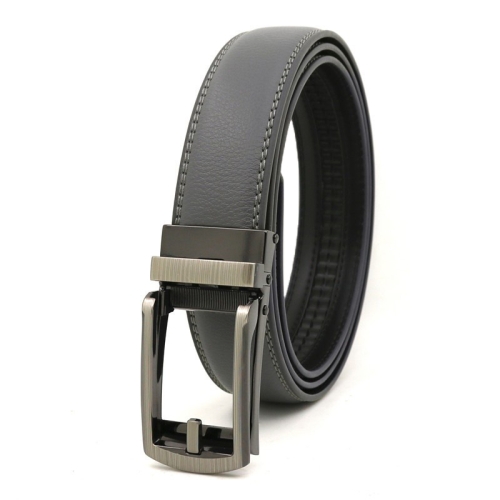

110cm Second Layer Cowhide Men Business Belt Automatic Buckle Belt(Grey)