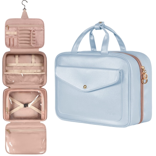 

PU Large Capacity Waterproof Portable Toiletry Cosmetic Bag Travel Storage Bag(Blue)