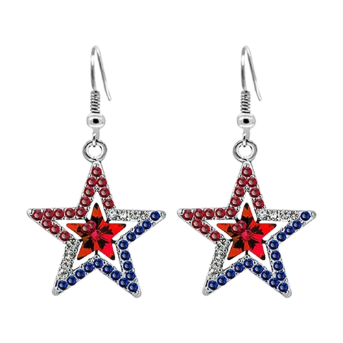 Pentagram With Zirconia Pendant Holiday Commemorative Gift, Style: Red Diamond Earrings