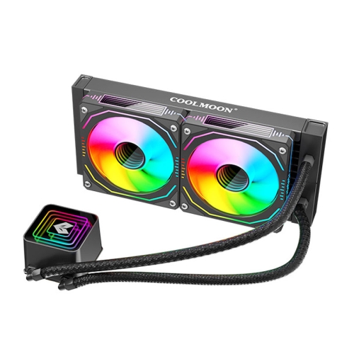 

COOLMOON Glacier 240 Water Cooling Radiator Desktop ARGB Multi-Platform Integrated Lens CPU Water Cooling Fan, Color: Black