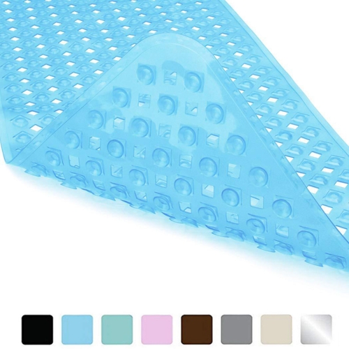 

Non-slip Bath Mat Diamond Cut Bathtub Mats With Drain Holes And Suction Cup 53 x 53cm(Clear Blue)