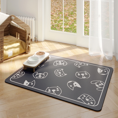 Pet Floor Mat Anti-Tear And Bite Absorbent Feeding Mat Sleeping Anti-Slip Dog Nest Pad, Style: Dogs Party Deep Gray(35x50cm)