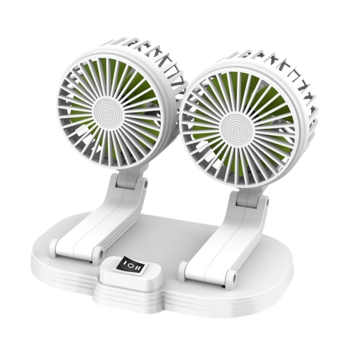 

5V USB Port Car Dual-head Fan Circulation Fan(White)