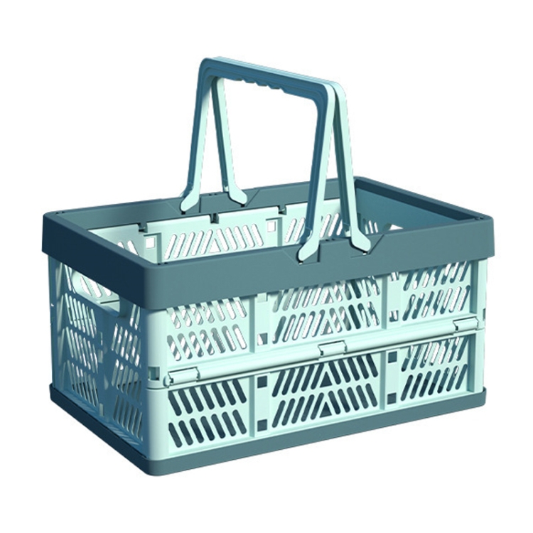 

30.5x20.5x16.5cm Plastic Folding Storage Basket Shopping Basket Camping Storage Box With Handle(Blue)