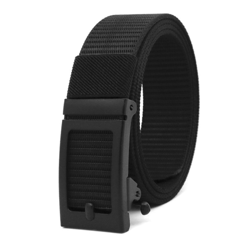 

120cm Canvas Imitation Nylon Belt Automatic Buckle Casual Belt without Hole(Black)