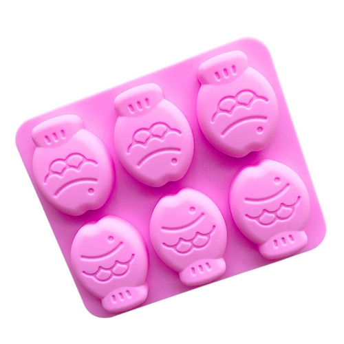 

6 Grids Little Fish Shape Silicone Cake Mould Handmade Soap Mould(Pink)