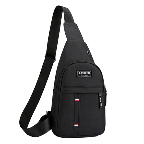 

Men Chest Bag Casual Sports Shoulder Crossbody Bag Canvas Backpack(Black)